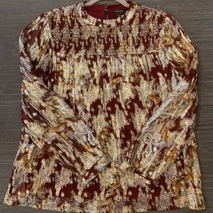 Vineet Bahl Burgundy Gold Shimmer Print Blouse
